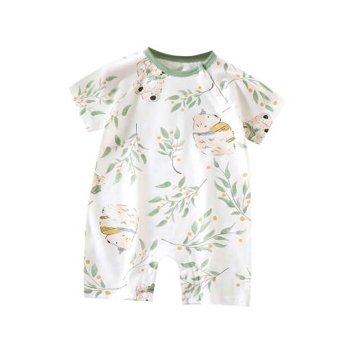 THDHVS Baby Onesies,Newborn Onesies Boy,Summer Short Sleeve Thin Cotton Newborn Clothes Baby Jumpsuit Cute Print Clothes for Boys Girls White 2-4 Months