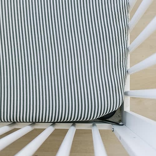 Green Stripes Muslin Crib Sheet by Mebie Baby