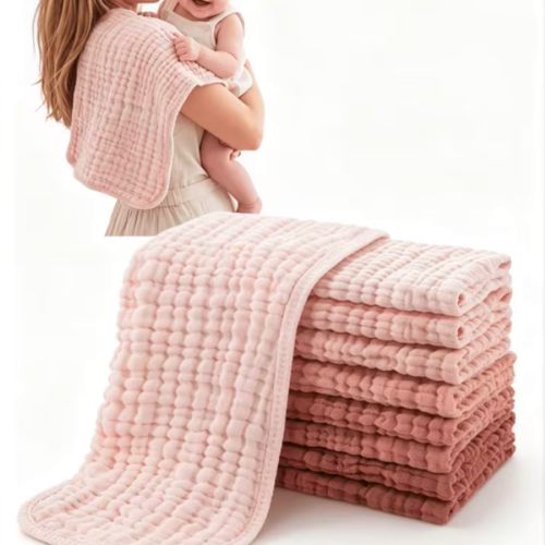 CN. 12pcs Muslin Baby Washcloths,Baby Burp Clothes, Includes 20x10/9x9 Inch, Soft Absorbent Baby Face Towels Reusable Baby Wipes | SHEIN USA