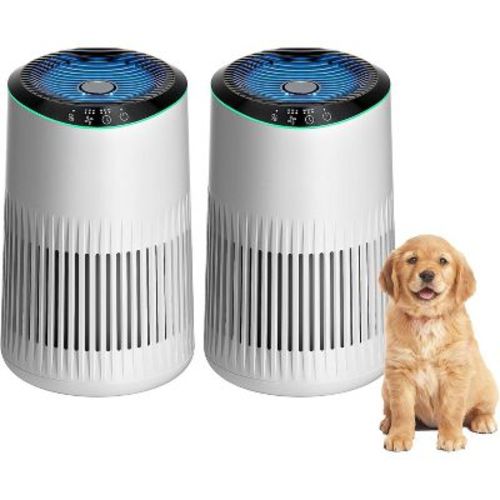 White HEATDAZ 2-Pack HEPA Air Purifiers - Perfect Christmas Gift Set, 22dB Sleep Mode with Fragrance Sponge, 225 sqft Coverage