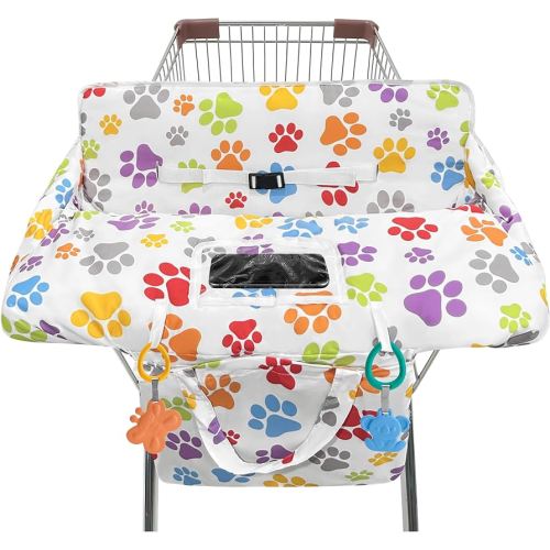 Shopping Cart Cover for Baby,2-in-1 High Chair Cover Soft,Portable,and Machine Washable,Comfortable Cotton Seat Pad with Safety Harness and Portable Cloth Bag,Fits All Supermarkets and Restaurants