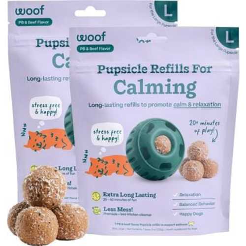 WOOF Pupsicle Pops Refills Calming Beef Grain-Free Lickable Dog Treats, Large, 14 count - Chewy.com