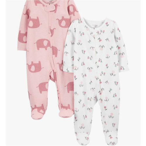 Simple Joys by Carter's baby-girls 2-way Zip Thermal Footed Sleep and Play, Pack of 2