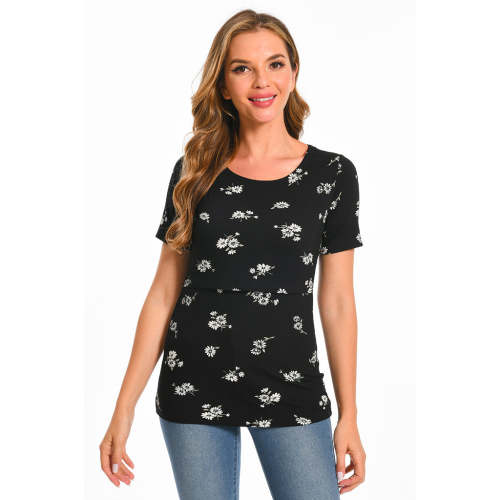 BEARSLAND Women's Round Neck Nursing Short Sleeve Top