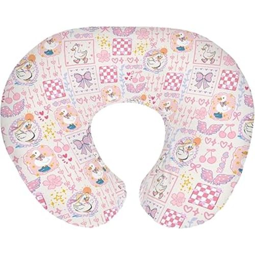 Pastel Pink Geese Bows Floral Baby Nursing Pillow Covers for Boy Girl Cute Ducks Bows Love Nursery Pillowcase for Breastfeeding Pillows Boho Spring Farm Animal Soft Stretchy Slipcovers for Newborn