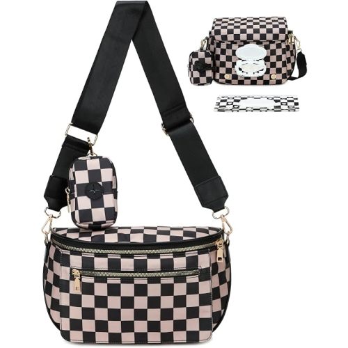 Small Diaper Bag Expandable Fanny Pack with Wipes Dispenser & Mini Pouch