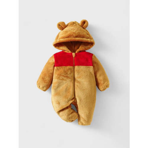Infant Baby Fleece Hooded Bear Jumpsuit