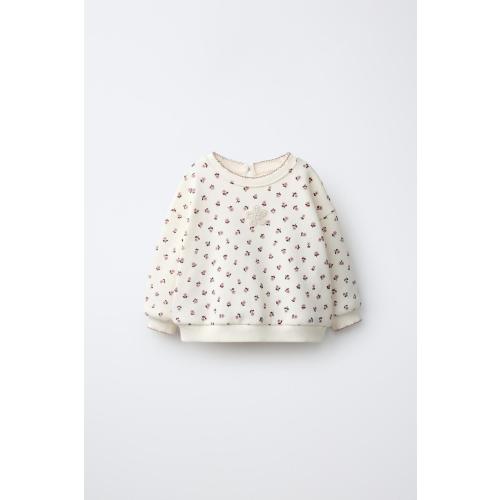 FLORAL PRINT SWEATSHIRT - Light ecru | ZARA United States 3-6M