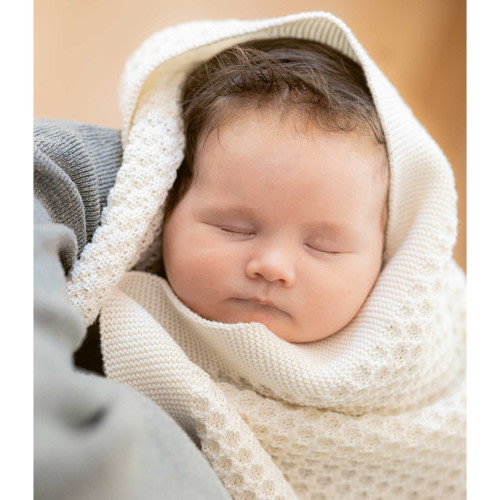 Disana Honeycomb Merino Wool Baby Blanket, 100% Organic GOTS, 31x40 in