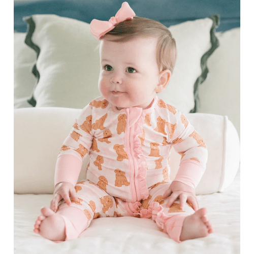 Pink Goldendoodle Ruffle Romper