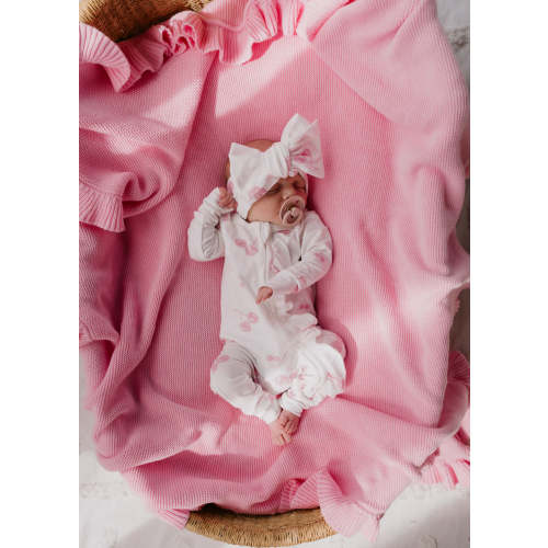 Frill Zip Romper | Pink Cherries – Little and Fern