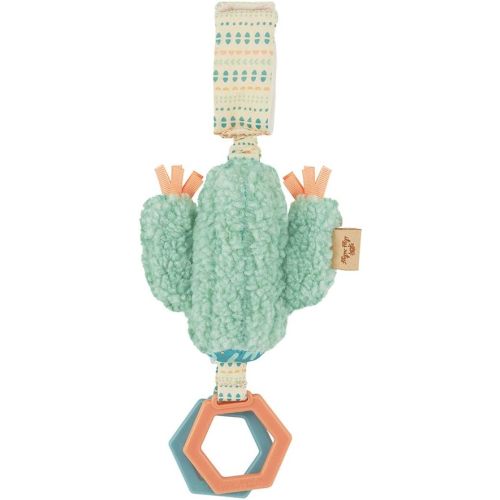 Itzy Ritzy - Ritzy Jingle Toy - Baby Hanging Toy for Activity Gym, Stroller or Car Seat; Features Jingle Sound, Hexagon Rings and Adjustable Attachment Loop (Cactus)