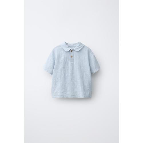 TEXTURED CONTRAST POLO T-SHIRT - Bluish | ZARA United States