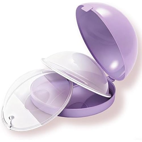 New Model with Plugs! 2PCS Breast Shells, Milk Saver, Wearable Nursing Cups, Protect Sore Nipples for Breastfeeding (Upgrade Purple, 2 Count (Pack of 1))