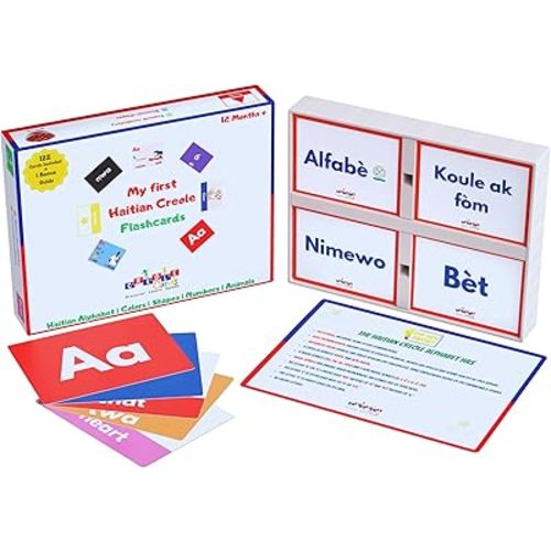 Haitian Creole Flashcards - Learn Creole for Toddlers, Kids, and Adults - Colors, Alphabet, Numbers, Animals, Shapes - A Fun Addition to Haitian Creole Books - Thick, Durable, Double-Sided Cards