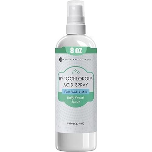 Kate Blanc Cosmetics Hypochlorous Acid Spray for Face and Skin. Gentle Facial Cleanser for Acne-Prone & Sensitive Skin with .02% HOCl (8oz)