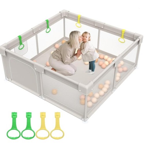 ZEEBABA Baby Playpen, Big Play Pen for Babies(59x59x27inch), Kids Safe Play Center for Babies and Toddlers, Baby Fence Gives Mommy a Break