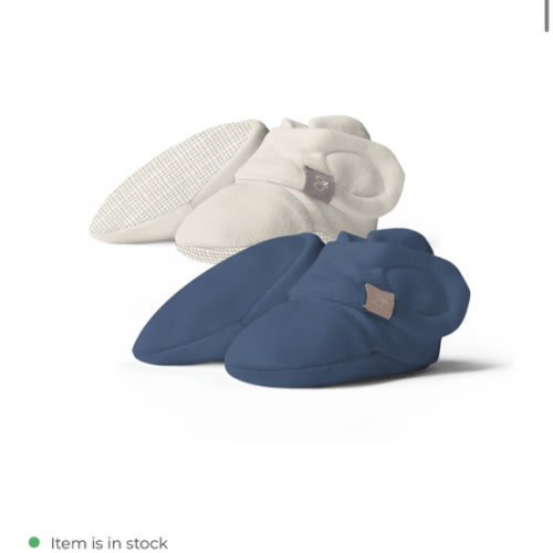 Stay-On Baby Booties 2-Pack | INDIGO + GRIDLOCK 0-6M – goumikids