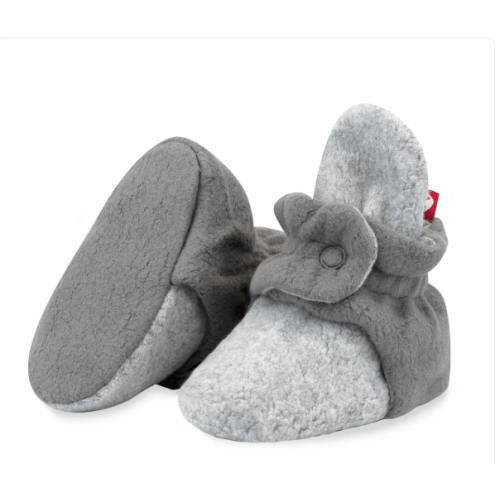 Cozie Fleece Color Block Gripper Baby Bootie - Heather Gray/Gray