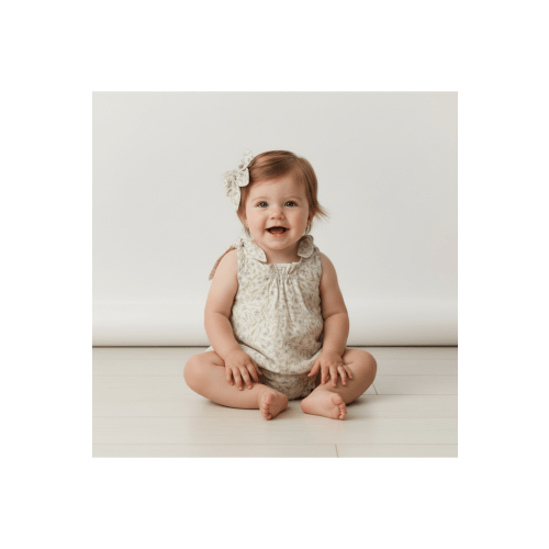 Organic Tie Shoulder Bubble Romper - Bluebelle