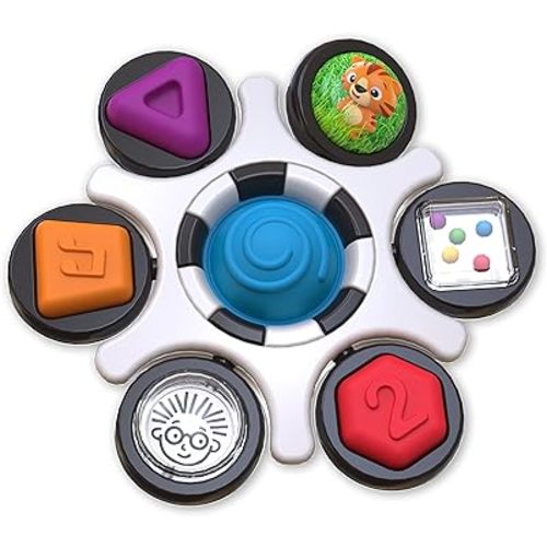 Baby Einstein Curiosity Clutch Fidget Sensory Toy and Pop It Rattle, BPA Free Infant Teether, Age 3 Months+, Multicolored