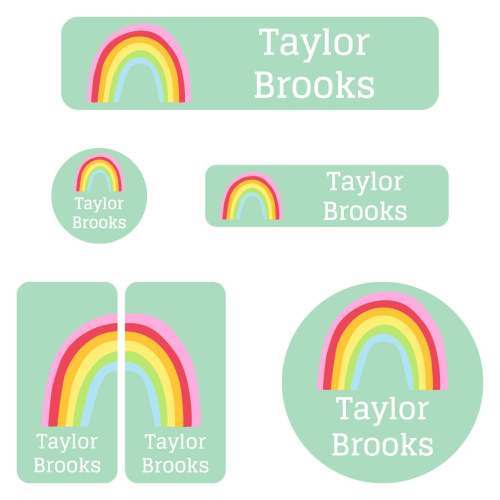 Rainbows Daycare Labels Pack _Rainbows_Turquoise