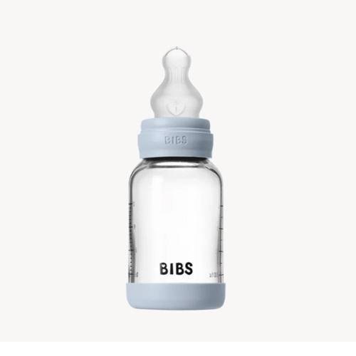 BIBS Baby Glass Bottle Set 4oz Silicone - Baby Blue | Anti-Colic – Bibsworld store US
