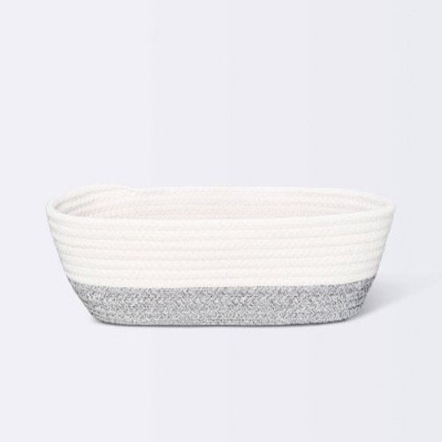 Oval Coiled Rope Bin with Color Band - Cloud Island™ Gray
