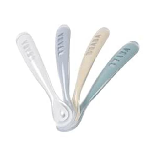 Amazon.com: BEABA First Stage Baby Feeding Spoon Set, The Original Soft Tip Silicone Spoons for Babies, Gum Friendly BPA Lead Phthalate and Plastic Free, Great Gift Set (4 Pack), Pebble : Baby