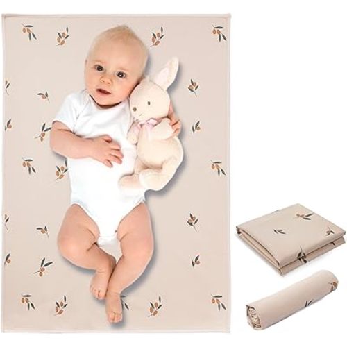 Vegan Leather Portable Changing Pad - Ultra-Thin, Compact & Foldable Travel Mat, Waterproof & Wipeable Diaper Changing Station for On-The-Go Parents, Fits Any Diaper Bag (Branch,20"*28")