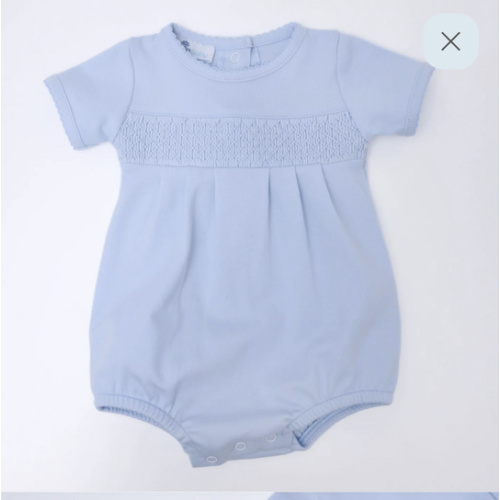 Baby Boy Blue Smocked Bubble - Peruvian Pima Cotton Essentials – Magnolia Baby