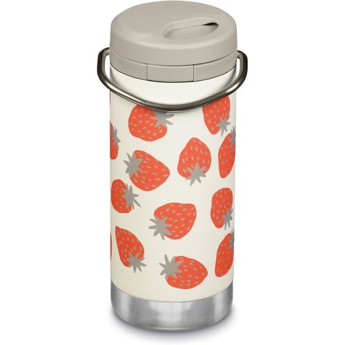 Klean Kanteen TKWide Insulated Bottle – Twist Cap, Steel Straw – Dishwasher – Strawberries 12 oz