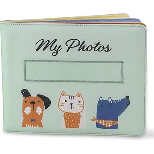 Fanna Baby's My First Photo Album with Cat and Dog Patterns, Soft Cloth Photo Album with Color Pages for 10 Pictures (4x6 inches)