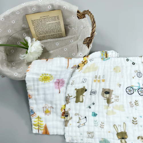 6-8 Pack Muslin Burp Cloths Baby Burp Clothes - Random Combination 100% Cotton Burp Rags for Boy Girls Baby Bibs 6 Layers 12''x12'' Hand Washcloths Extra Soft and Absorbent Christmas Gift