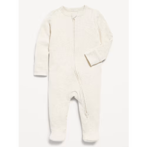 Oatmeal Heather 6-9 Month Ribbed 2-Way-Zip Sleep & Play Footed One-Piece for Baby