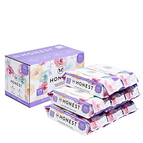 The Honest Company Designer Baby Wipes - 576 Count | Rose Blossom | Over 99 Percent Water | Pure & Gentle | Plant-Based | Fragrance Free | Extra Thick & Durable Wet Wipes
