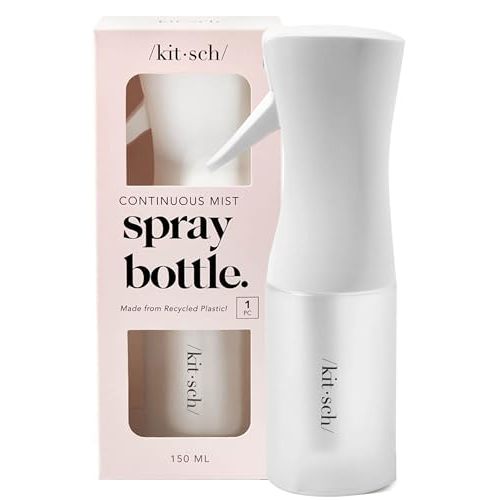 Kitsch Continuous Spray Bottle for Hair – Fine Mist Water Mister & Water Spray Bottle – Recycled Hair Spray Bottle – Spray Bottles for Cleaning, Styling, Plants & More – White, 150ml