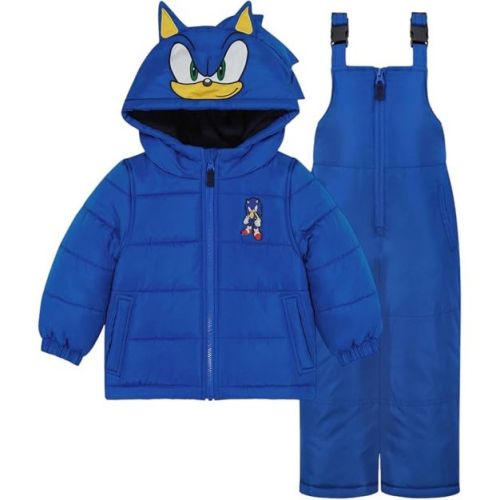 Sonic The Hedgehog Boy’s Heavyweight 2-Piece Coat & Snow bib Snowsuit Set, Blue, 5/6