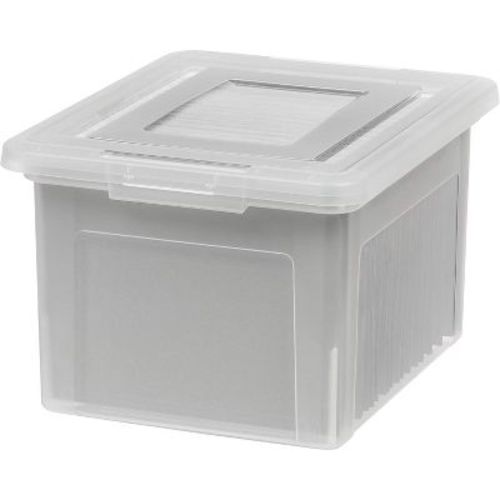 IRIS USA Plastic File Boxes With Lids for Letter/Legal File, Clear 35 Qt. 1 Pack