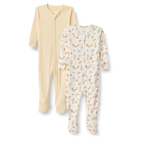 Amazon Essentials x Sofia Grainge Unisex Toddlers and Babies' Snug-Fit Cotton Footed Pajamas, Pack of 2