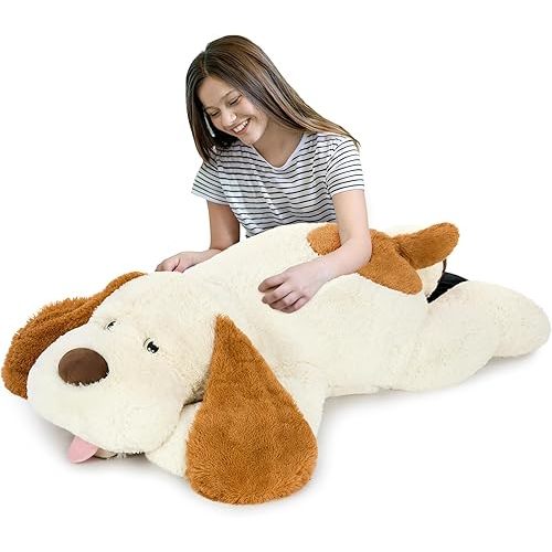 MorisMos Giant Dog Stuffed Animals, 51inch Large Stuffed Dog Plush Soft Big Puppy Pillow Gifts Kids, Girls, Boys, White