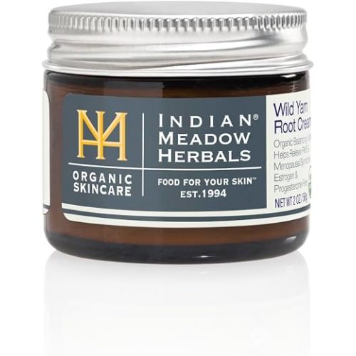 Indian Meadow Herbals Wild Yam Root Cream (2oz) - USDA Certified Organic Balancing Cream for PMS & Menopause Relief - Estrogen & Progesterone-Free. Woman-owned & Operated Since 1994.