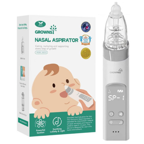Amazon.com: GROWNSY Baby Nasal Aspirator, Electric Nose Sucker, Powerful Suction,Grey | Automatic Nose Cleaner with Soft Silicone Tips, Larger Suction Chamber, Music and Light Soothing Function