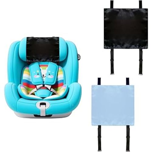 2 Pack Satin Car Seat Headrest Cover for Babies, Soft Silk Feeling Hair Protector for Infant Car Seats & Strollers,Reduce Frizz & Bald Spots (Black & Blue)