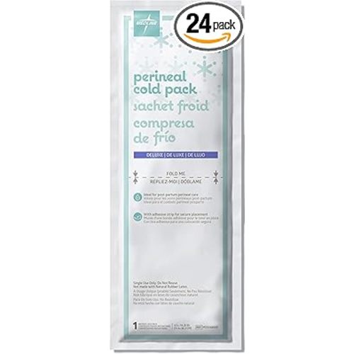 Medline Deluxe Perineal Cold Packs with Adhesive Strip, 4.5" x 14.25", Pack of 24, Ideal for Postpartum Perineal Care
