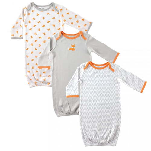 Luvable Friends Baby Boy Cotton Gowns, Fox, 0-6 Months