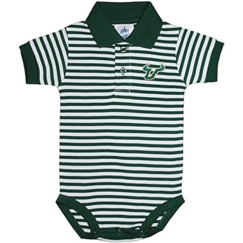 Creative Knitwear University South Florida Bulls Newborn Infant Baby Striped Polo Bodysuit