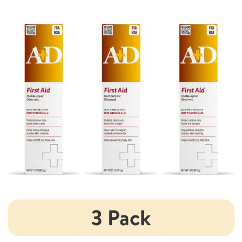 (3 pack) A+D First Aid Ointment, Dry Skin Moisturizer and Skin Protectant with Vitamin A&D, 1.5oz