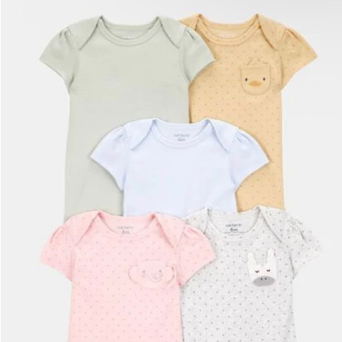 Baby Girl 5-Pack Animal Short-Sleeve Cotton Bodysuits | Carter's