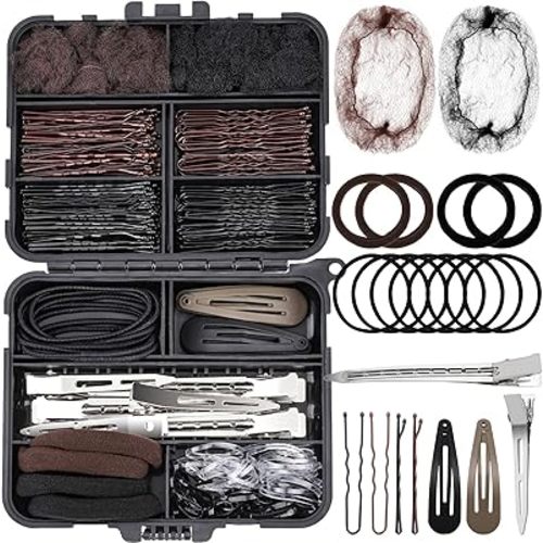 Teenitor 163psc Hair Accessories Kit, Bobby Pins Hair Pins Hair Net Hair Clips and Hair Ties Hair Bands, Hair Kit for Dances Ballet Competition with Hair Accessories Organizer